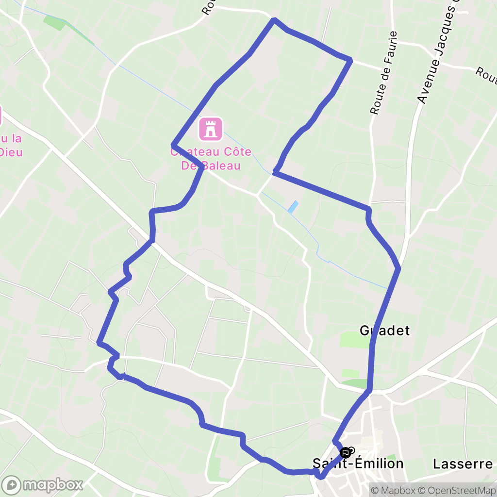 Saint-Emilion : carte du parcours de randonnée - France