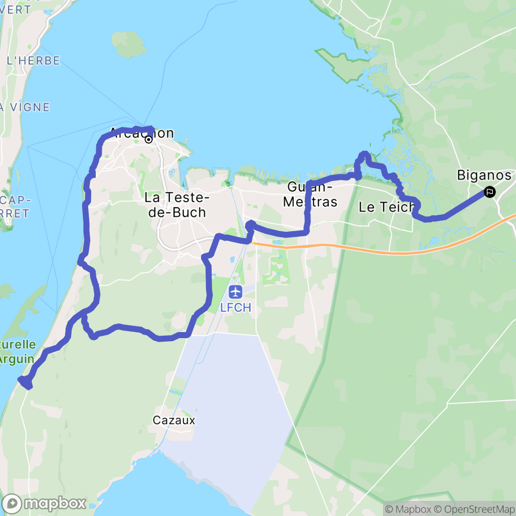 Arcachon : carte du parcours de randonnée - France