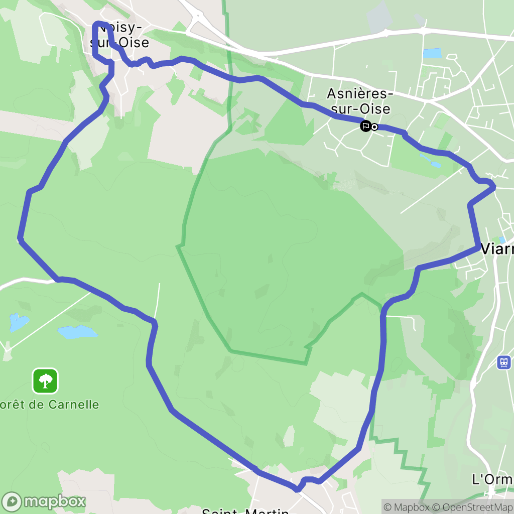 Asnières-sur-Oise : carte du parcours de randonnée - France