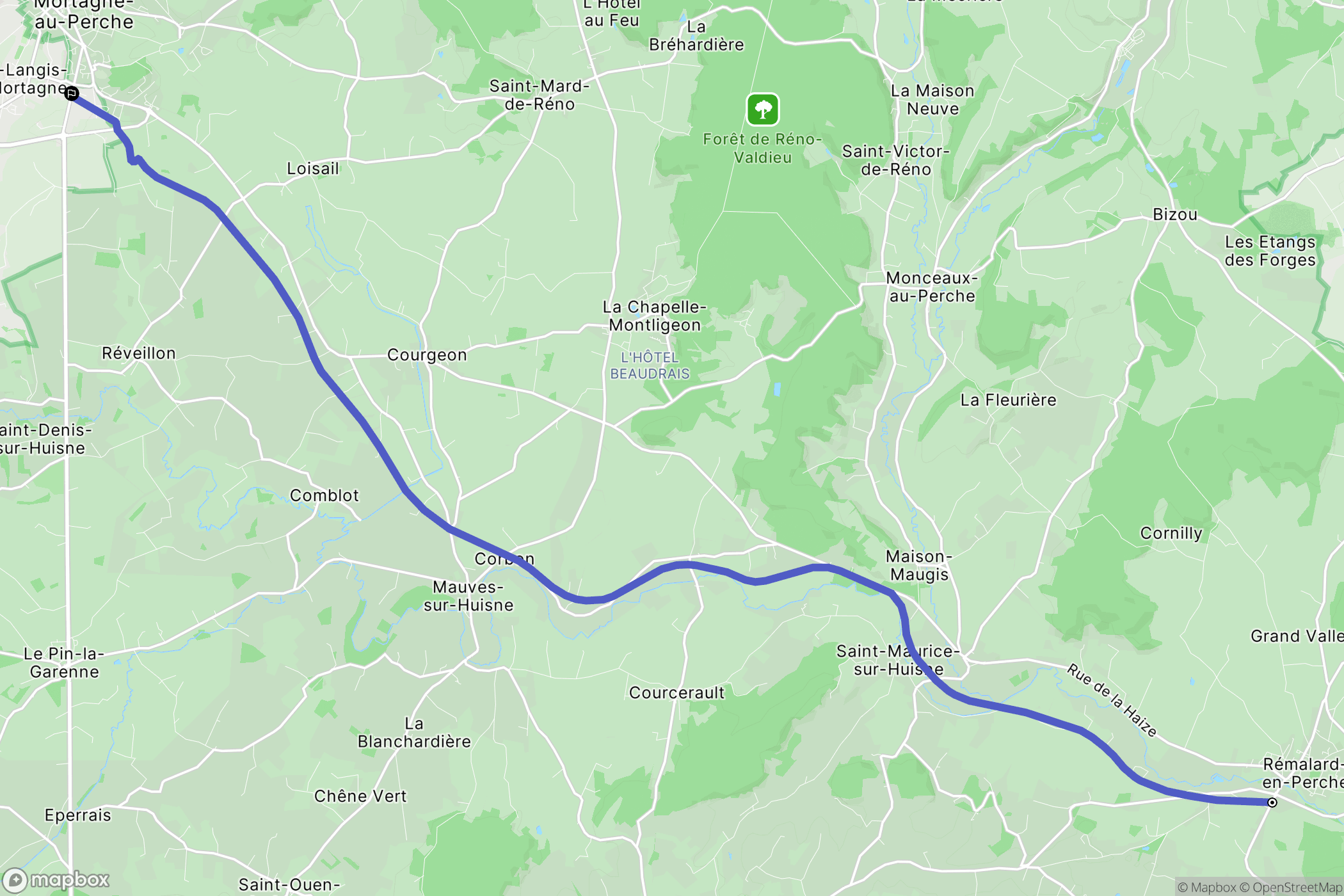 Rémalard : carte du parcours de randonnée - France
