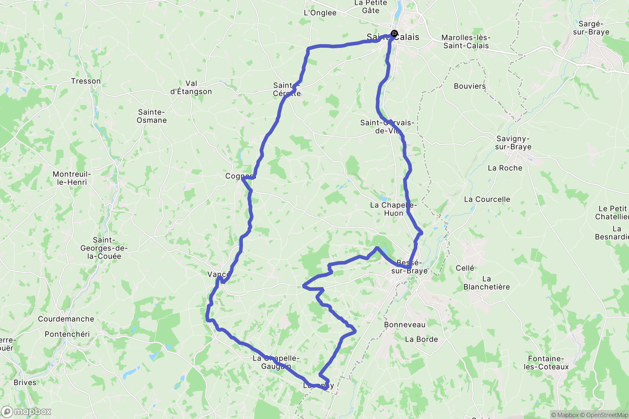 Saint-Calais : carte du parcours de randonnée - France