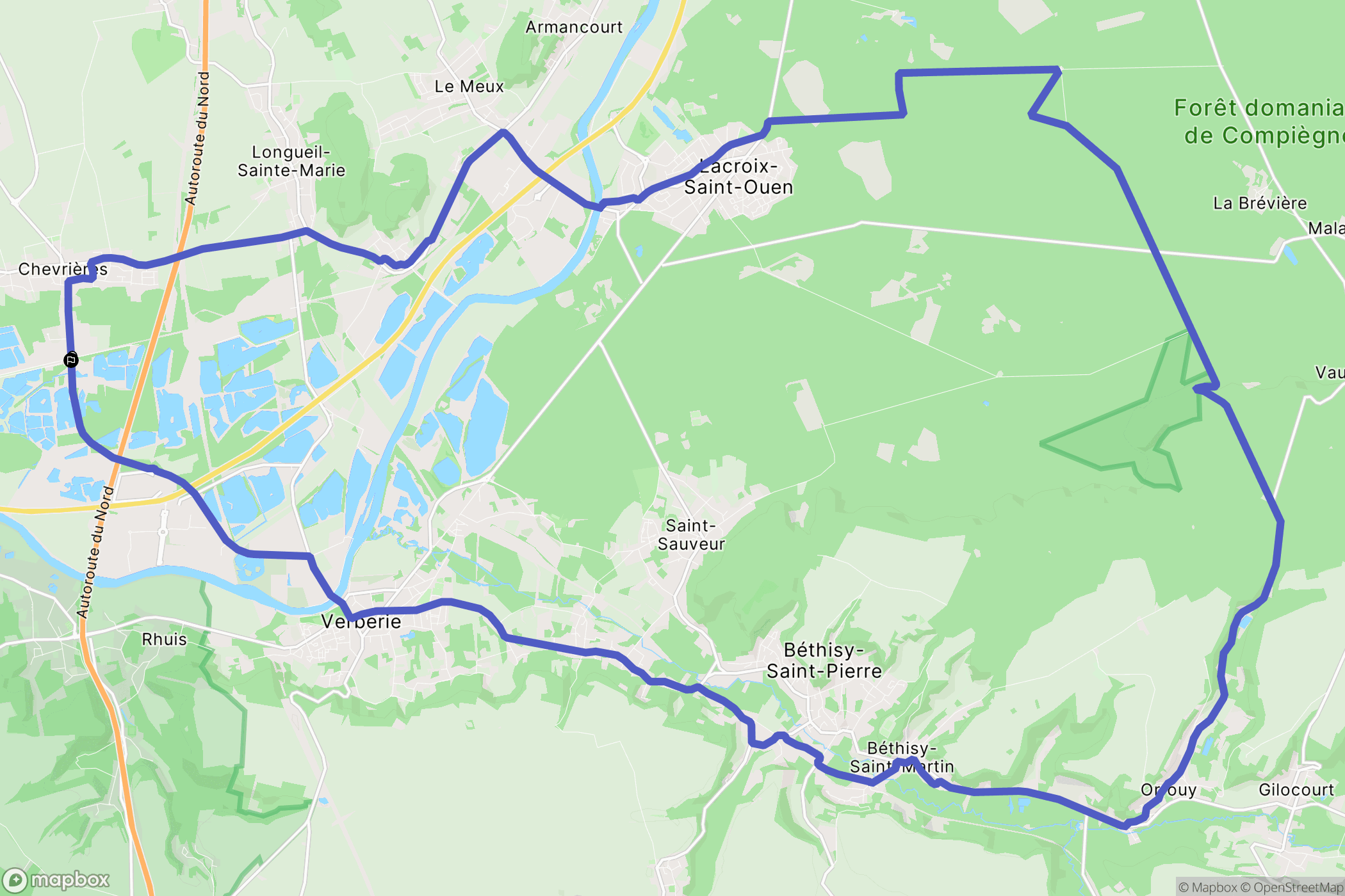 Chevrières : carte du parcours de randonnée - France