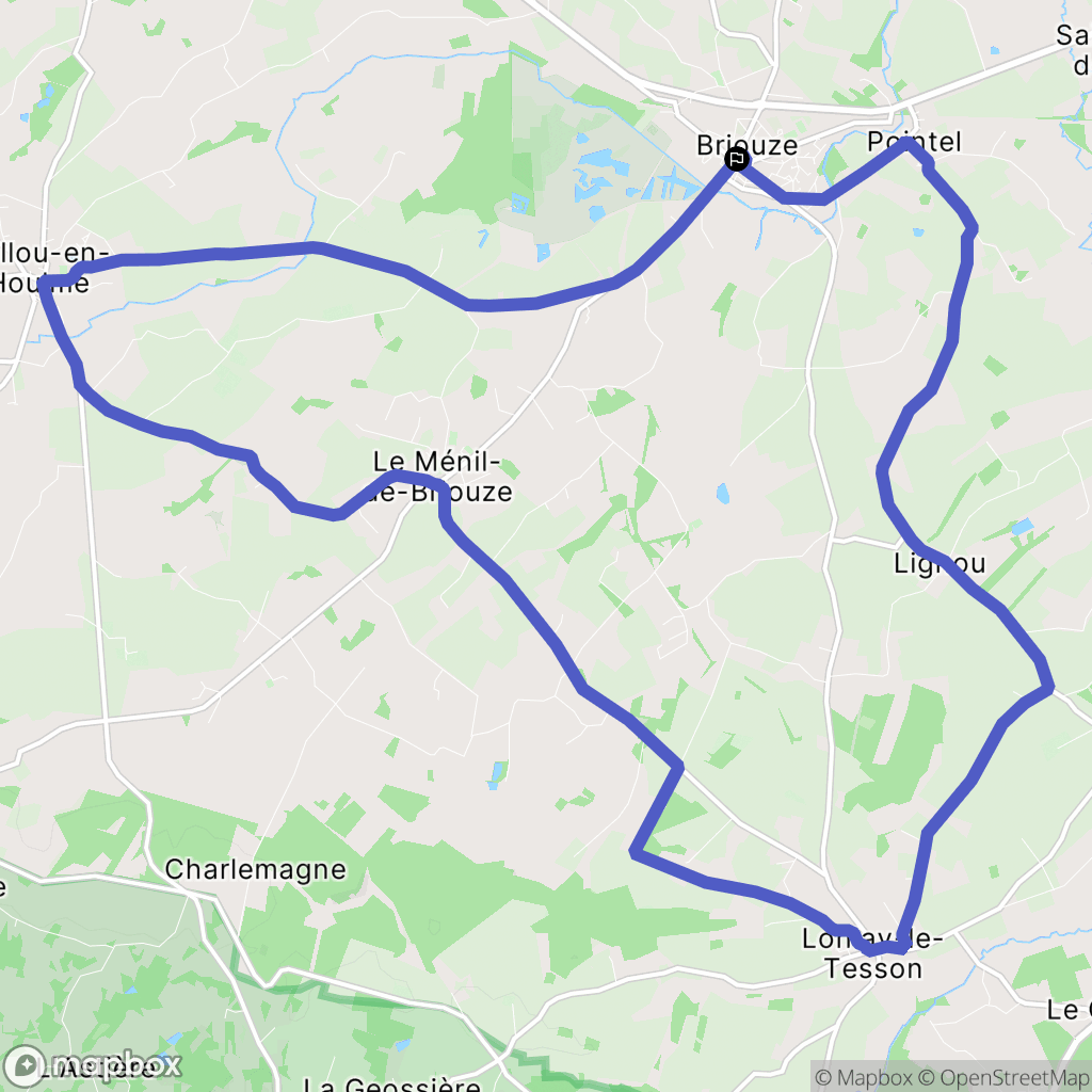 Briouze : carte du parcours de randonnée - France