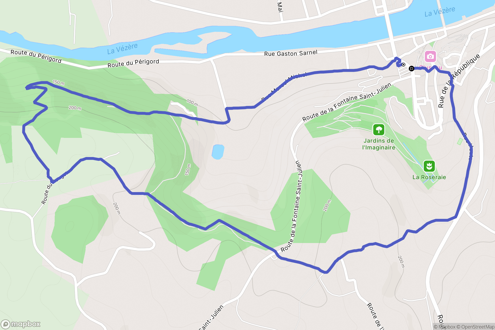 Terrasson-Lavilledieu : carte du parcours de randonnée - France