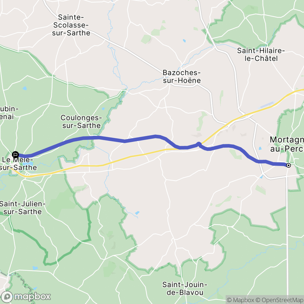 Mortagne-au-Perche : carte du parcours de randonnée - France