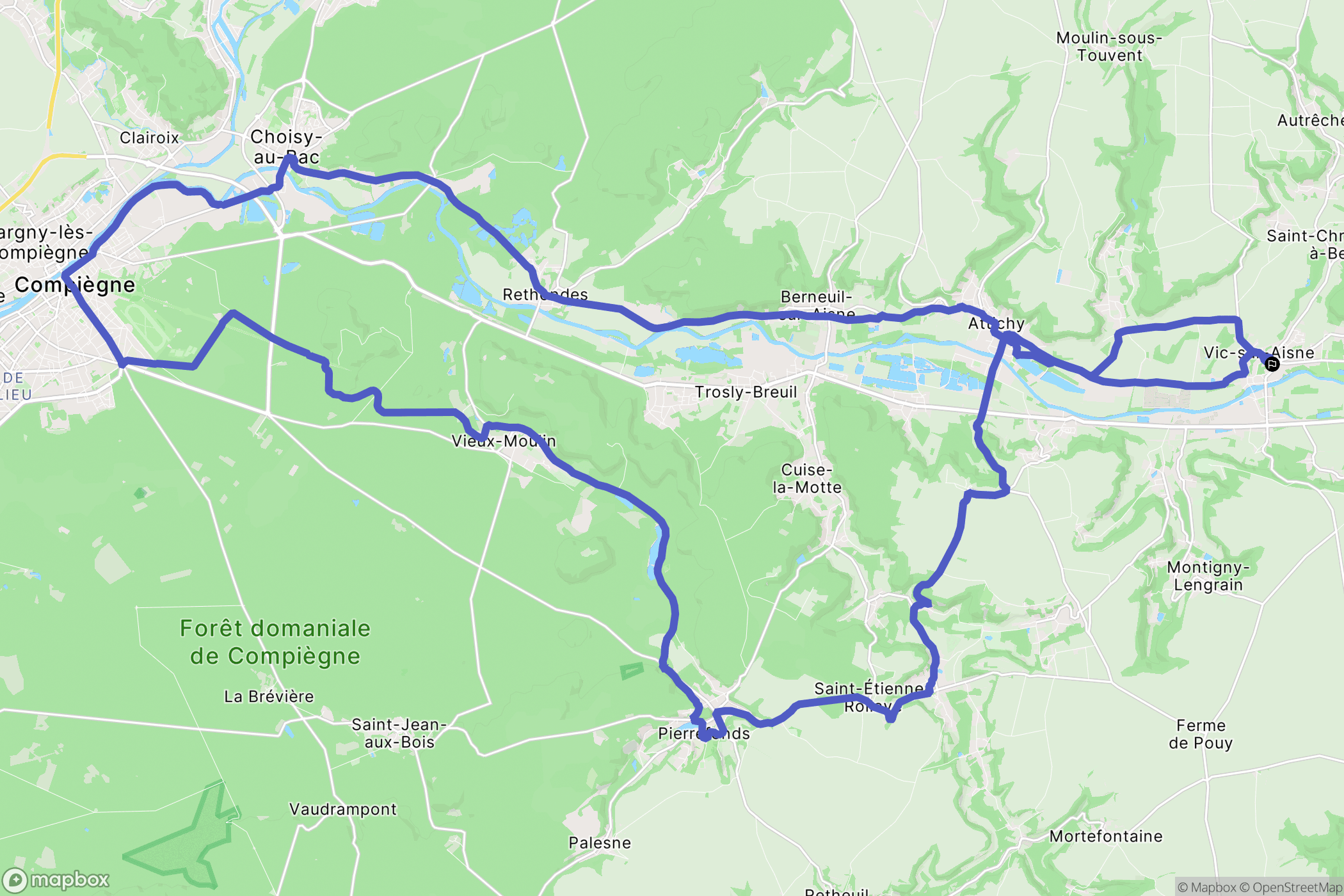 Vic-sur-Aisne : carte du parcours de randonnée - France