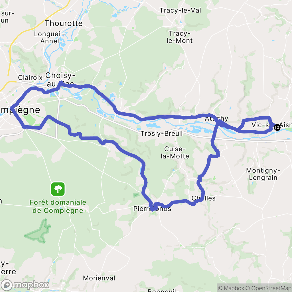 Vic-sur-Aisne : carte du parcours de randonnée - France
