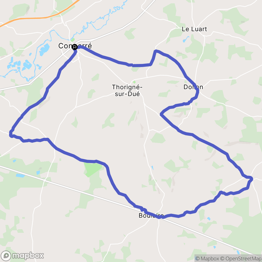 Connerré : carte du parcours de randonnée - France