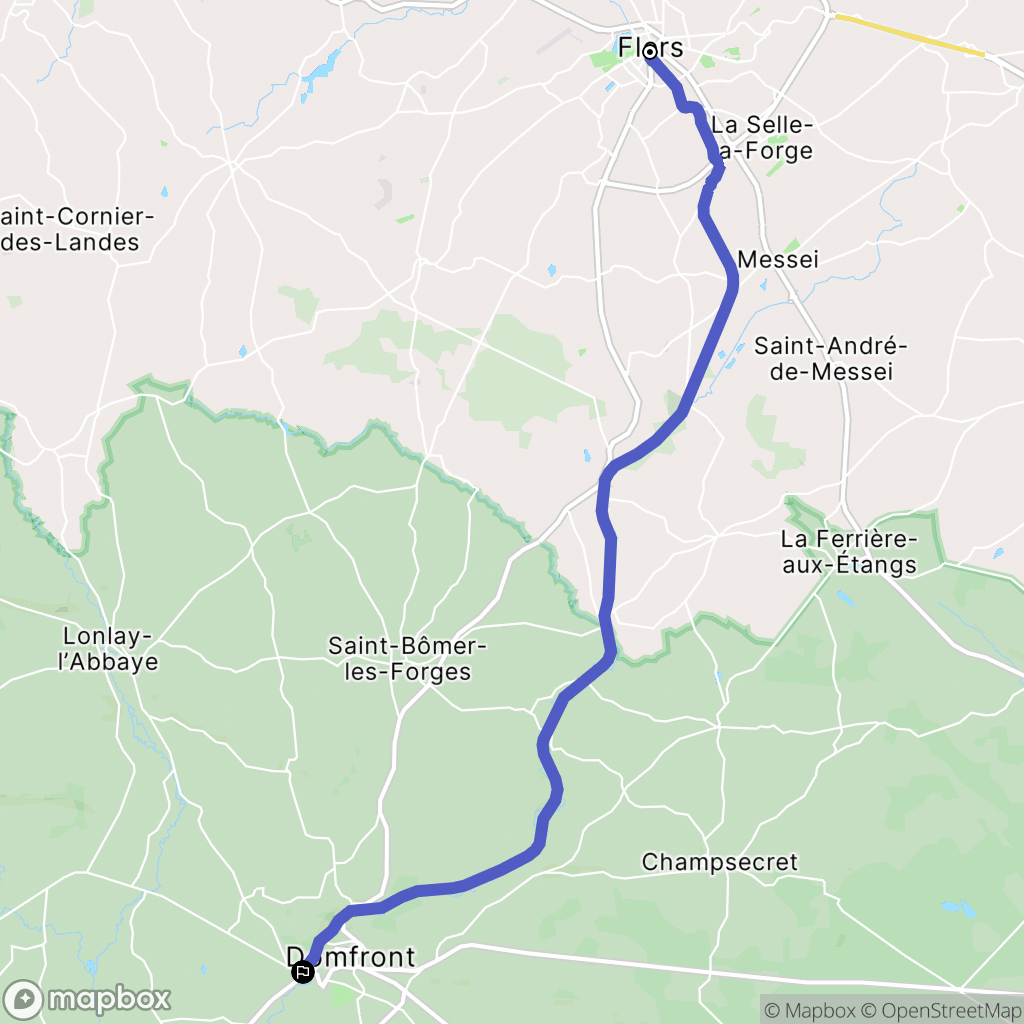 Flers : carte du parcours de randonnée - France