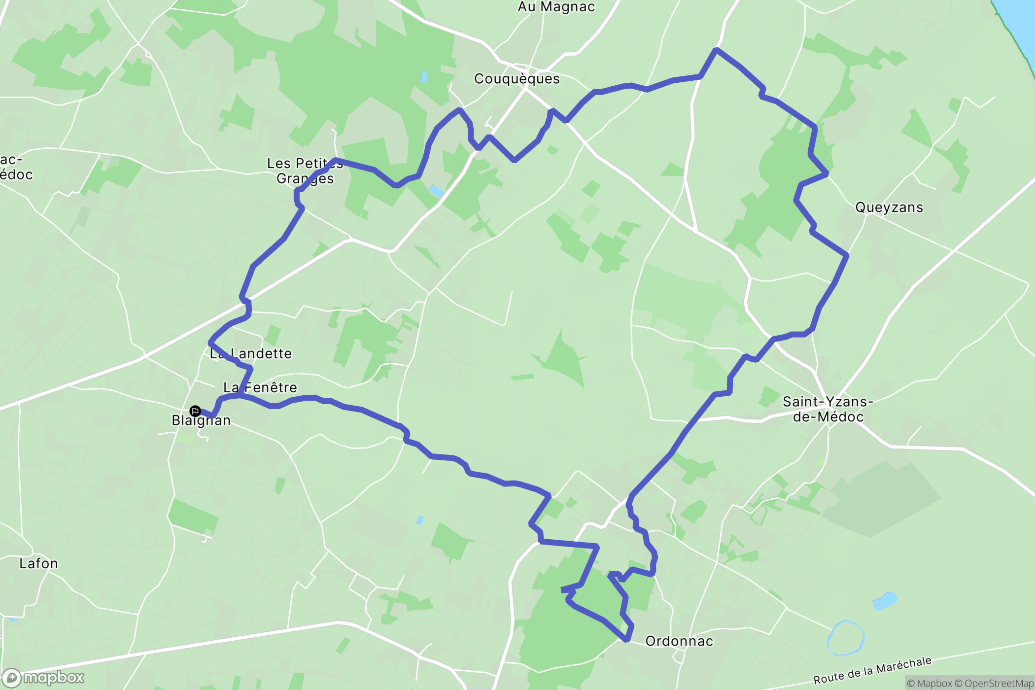 Blaignan-Prignac : carte du parcours de randonnée - France