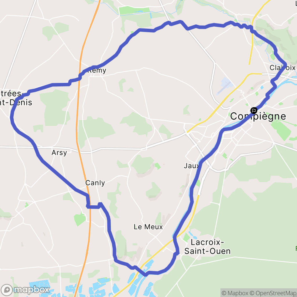 Compiègne : carte du parcours de randonnée - France