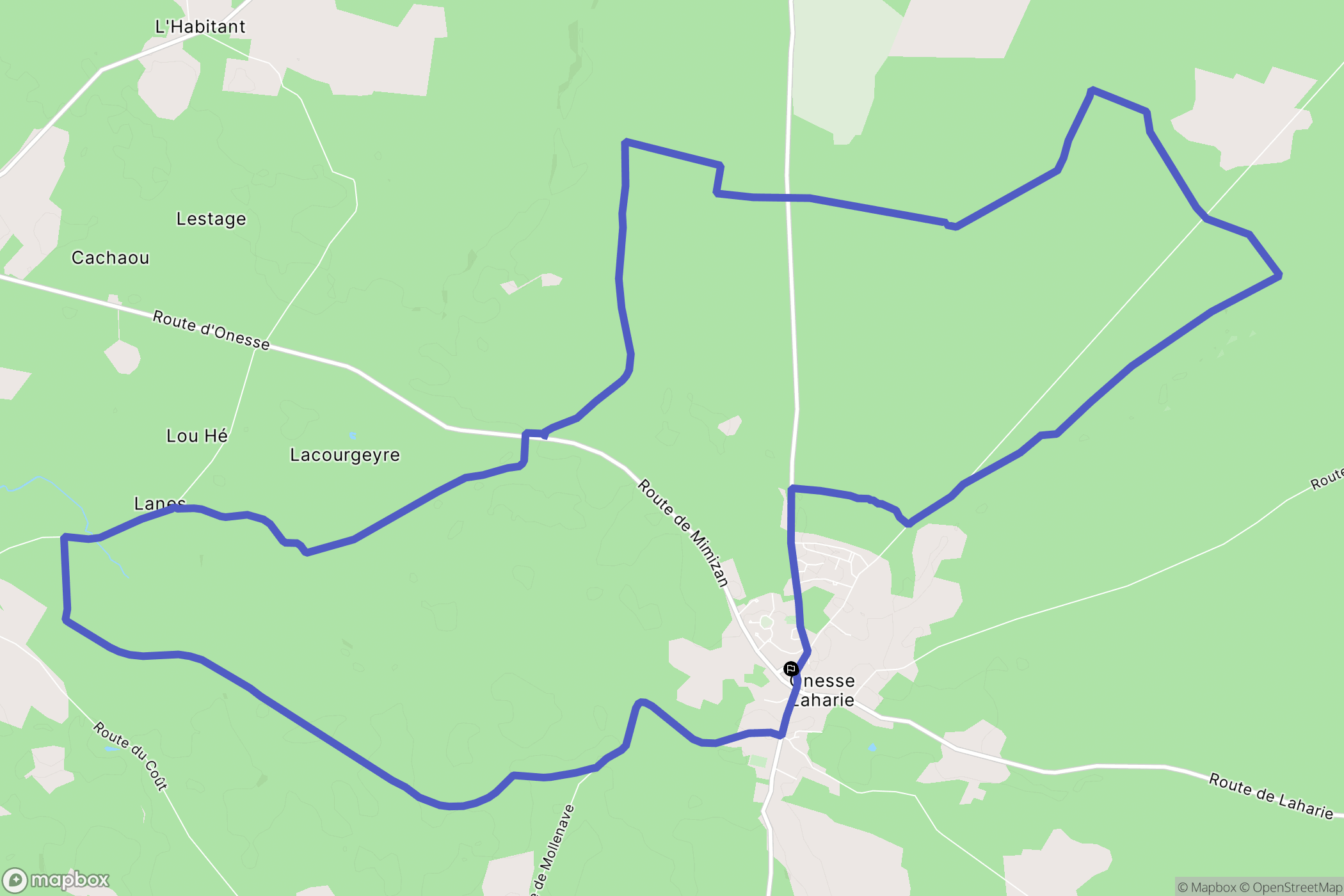 Onesse-Laharie : carte du parcours de randonnée - France