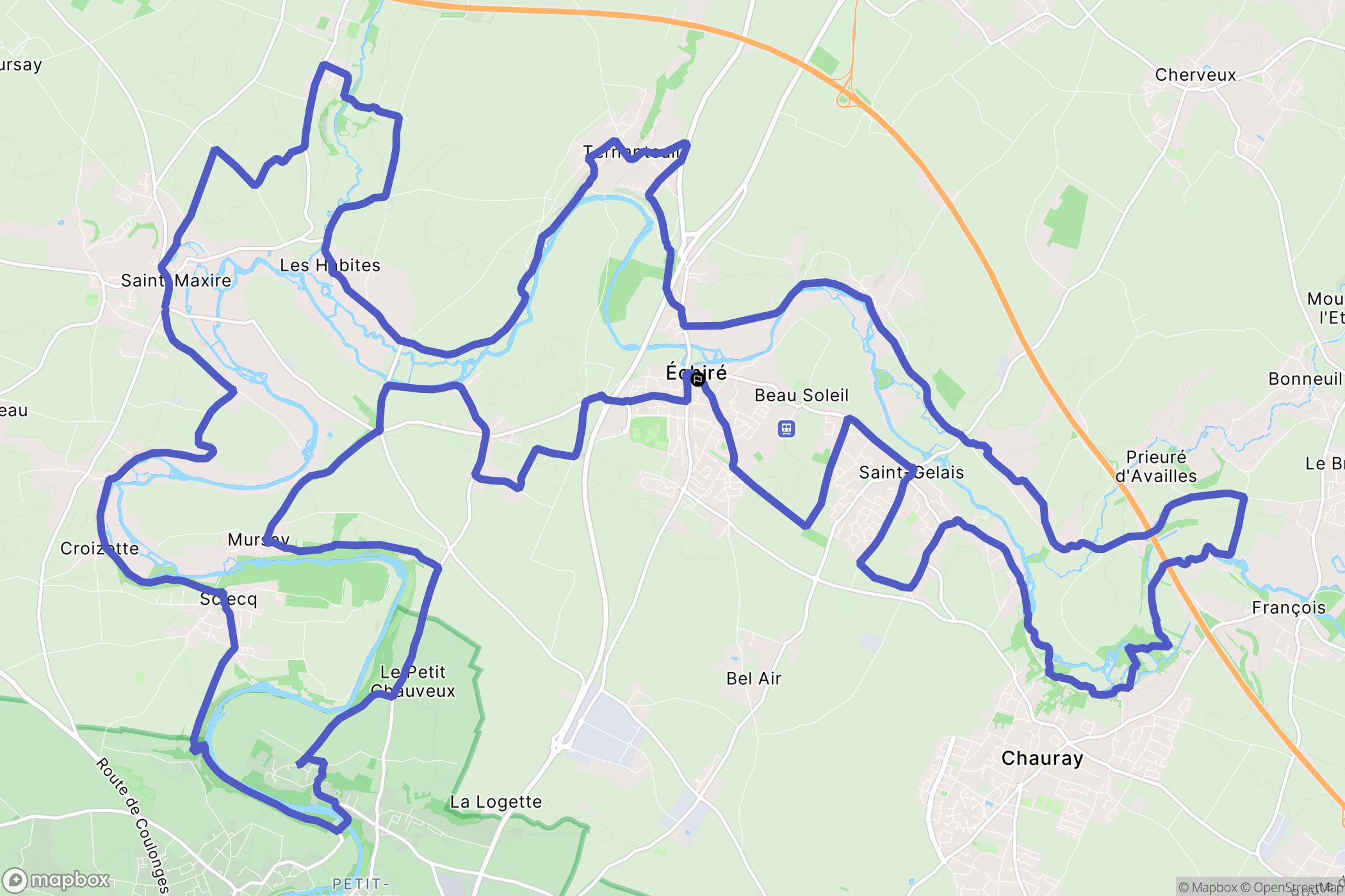 Echiré : carte du parcours de randonnée - France