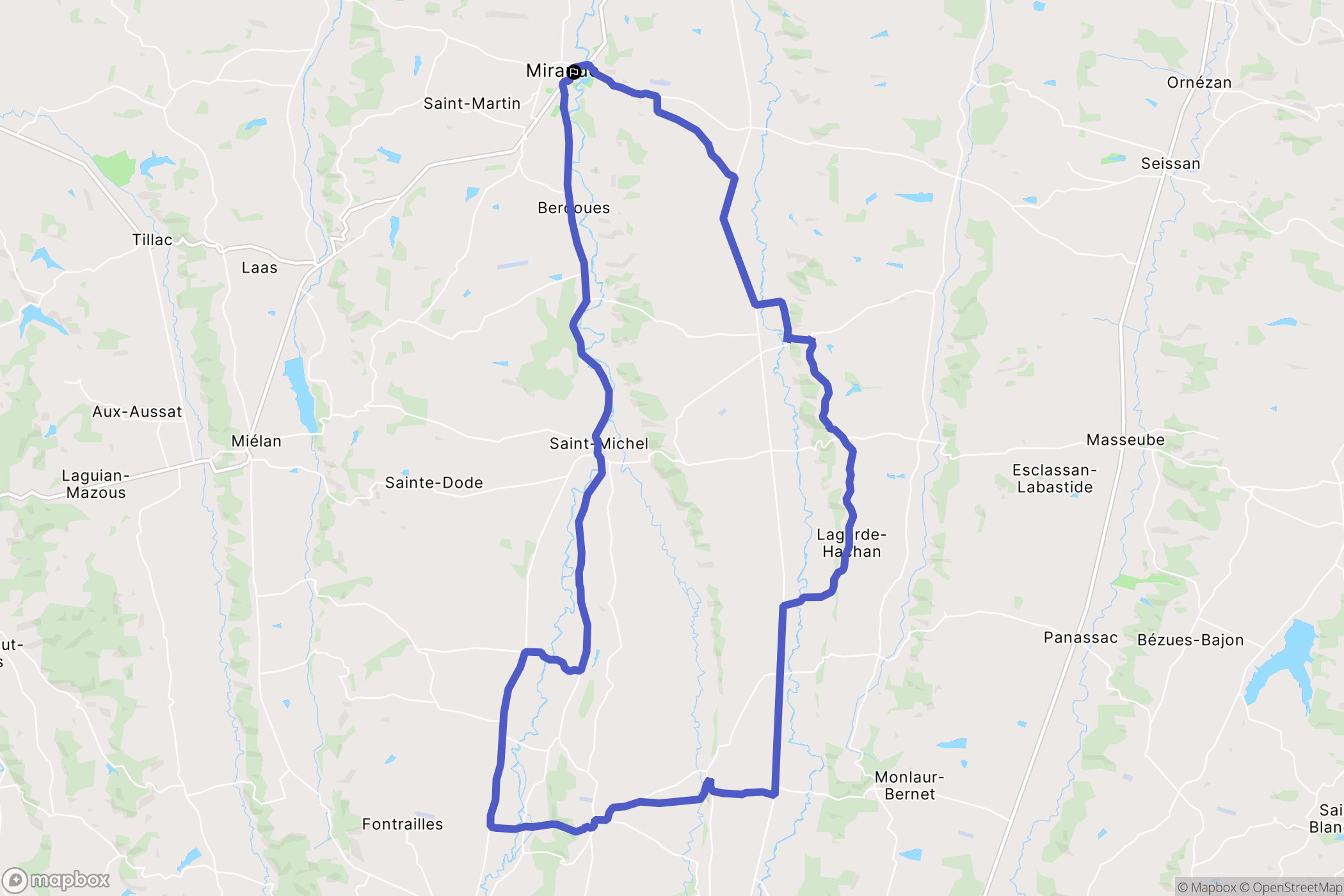 Mirande : carte du parcours de randonnée - France