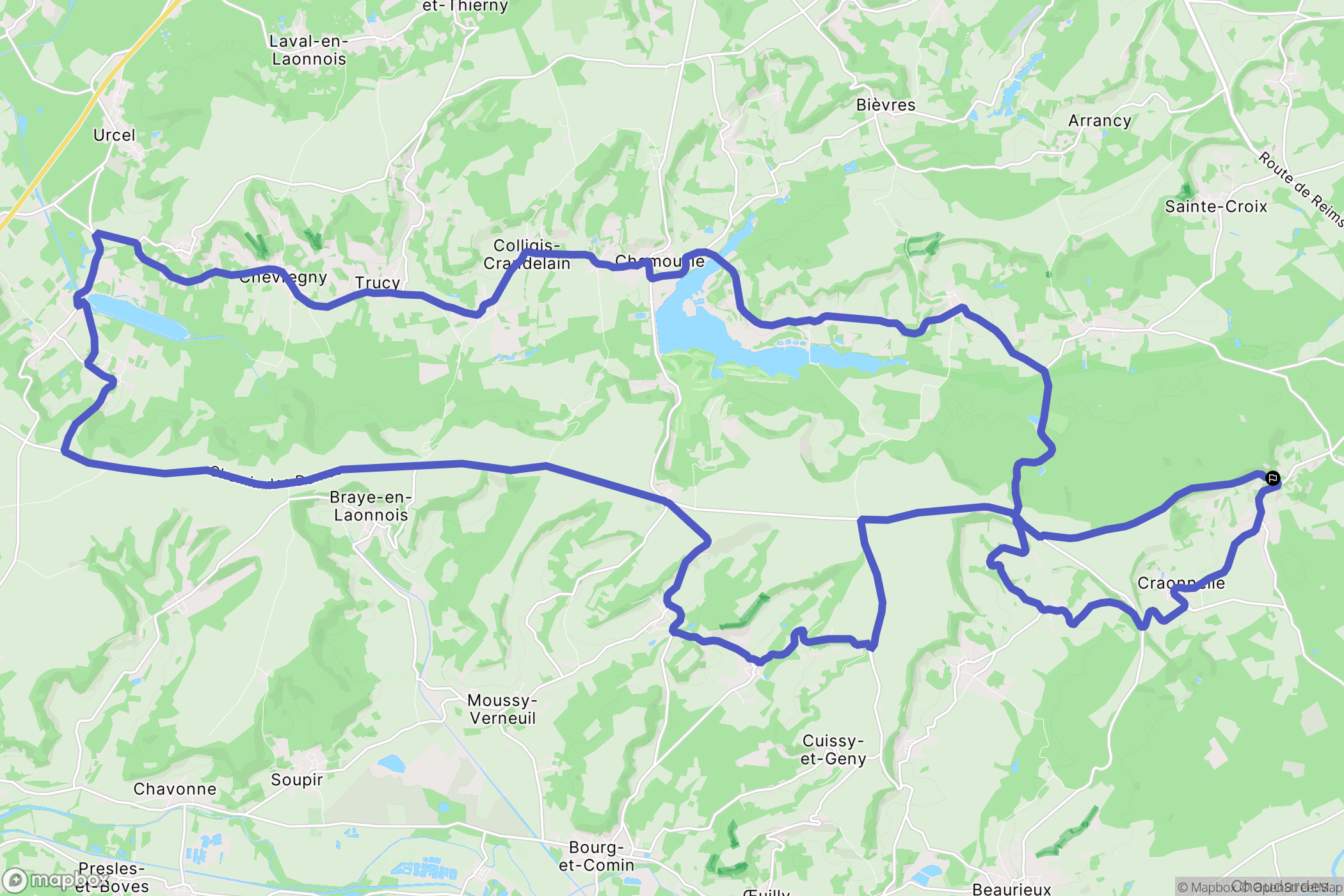 Craonne : carte du parcours de randonnée - France