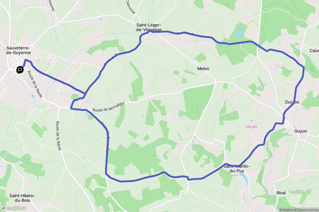 Sauveterre-de-Guyenne : carte du parcours de randonnée - France