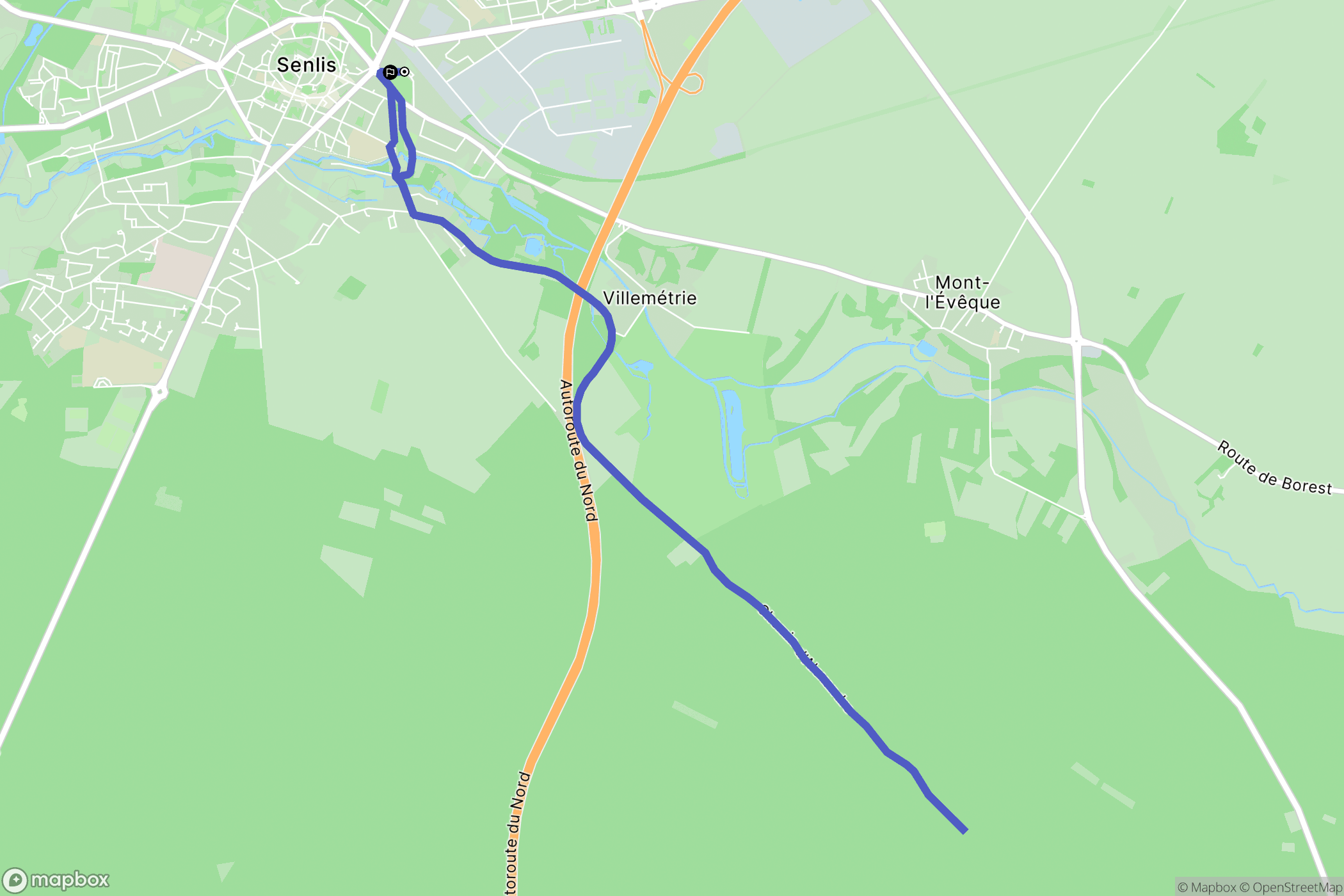 Senlis : carte du parcours de randonnée - France