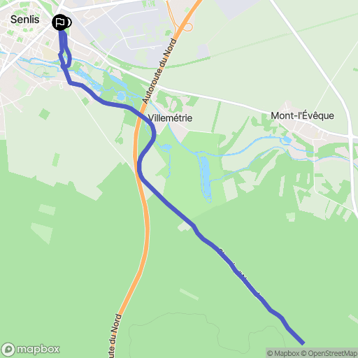 Senlis : carte du parcours de randonnée - France
