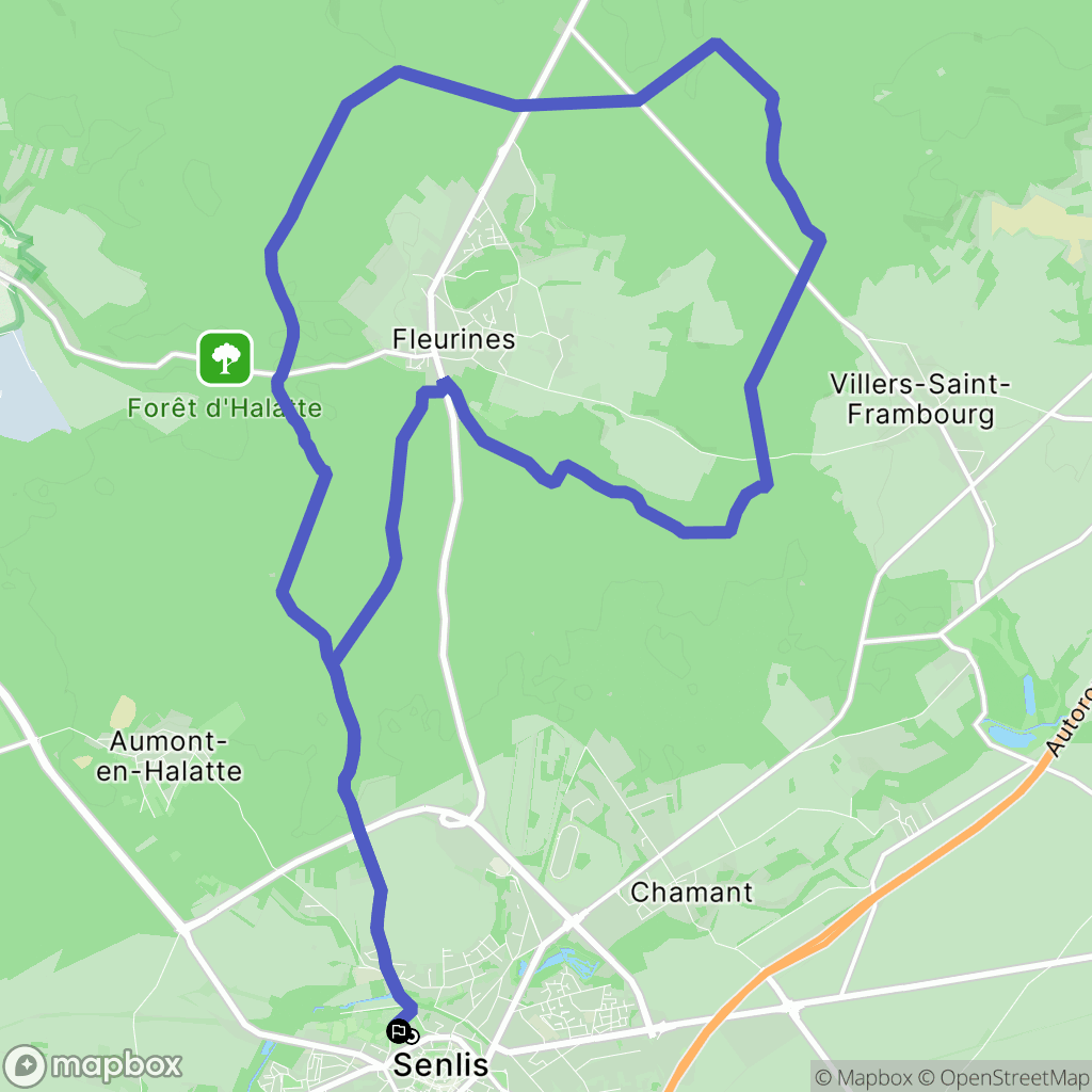 Senlis : carte du parcours de randonnée - France