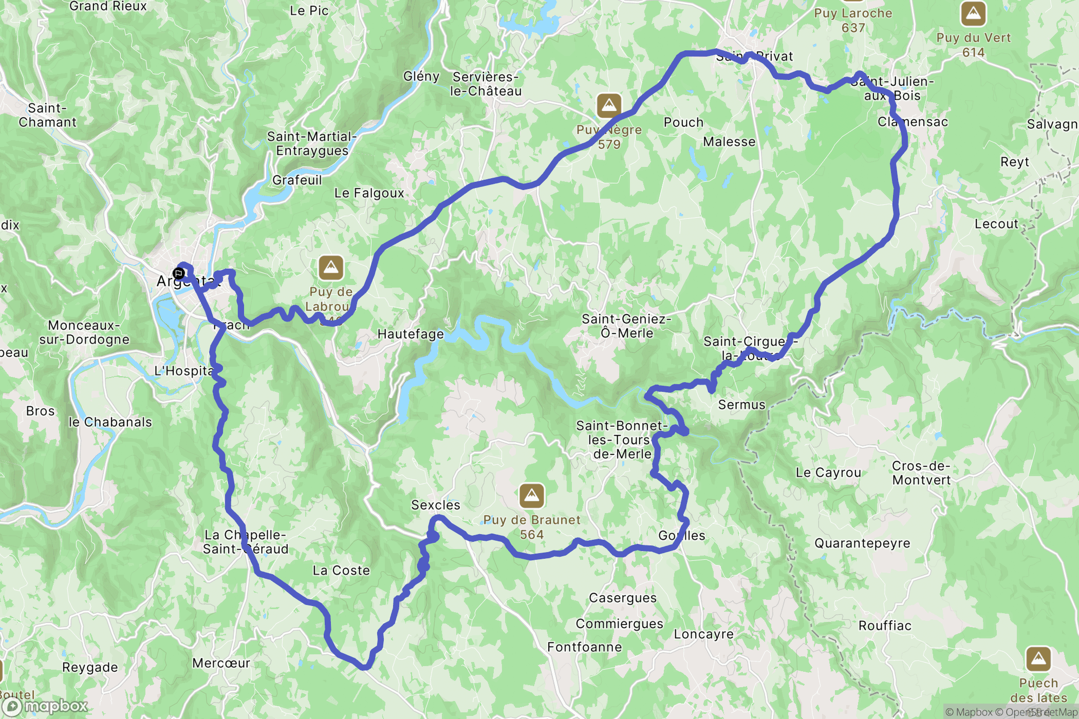 Argentat : carte du parcours de randonnée - France