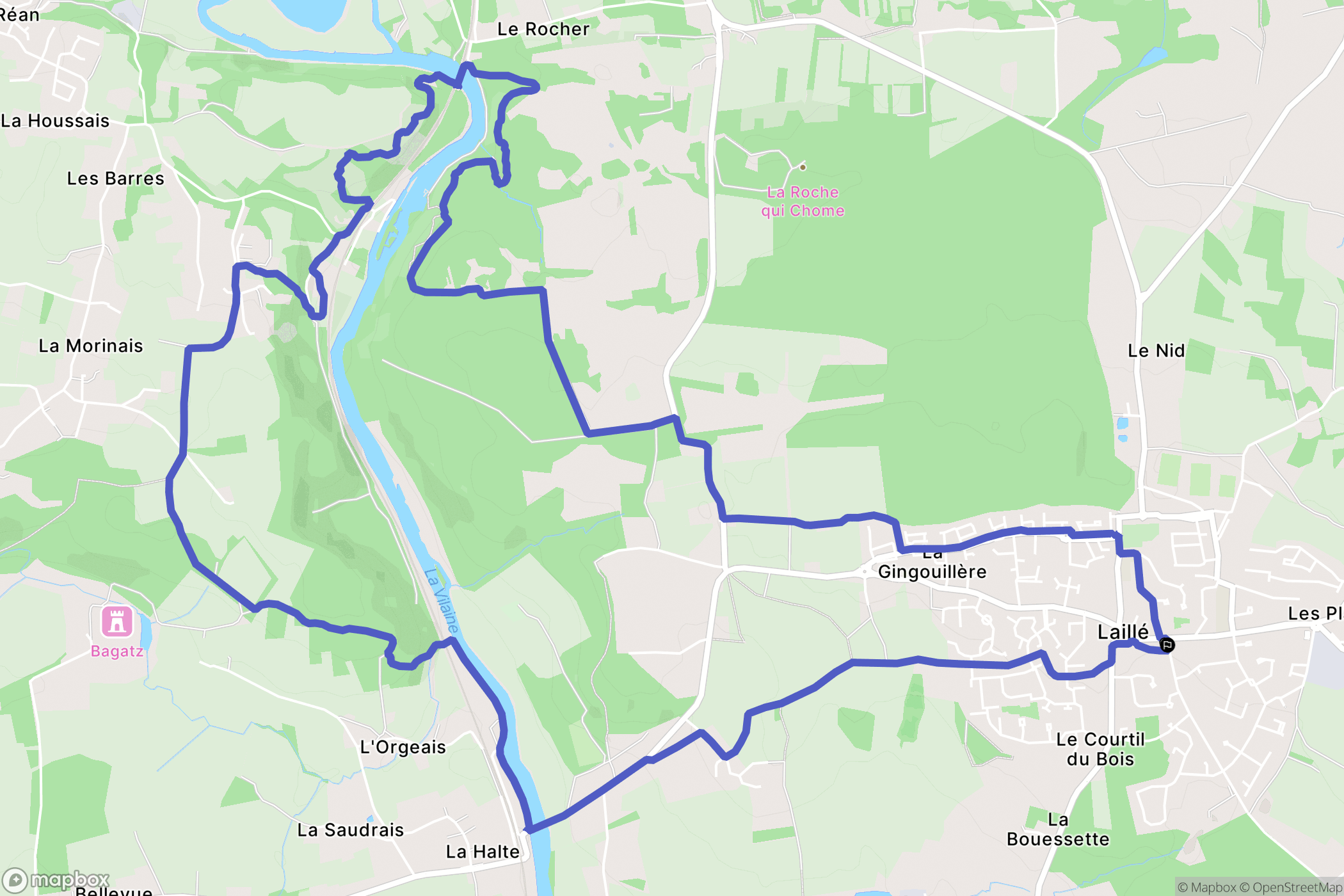Laillé : carte du parcours de randonnée - France