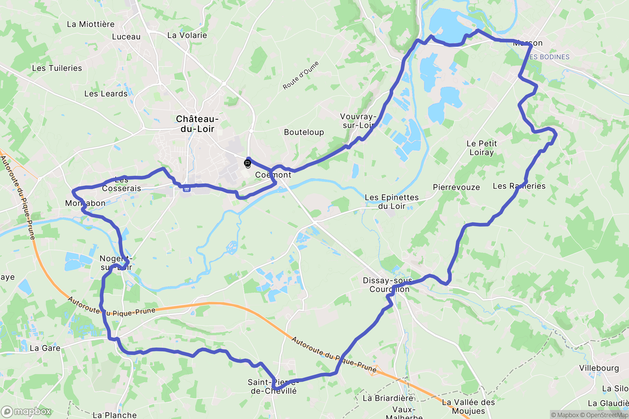 Montval-sur-Loir : carte du parcours de randonnée - France