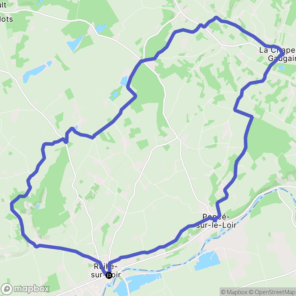 Loir en Vallée : carte du parcours de randonnée - France