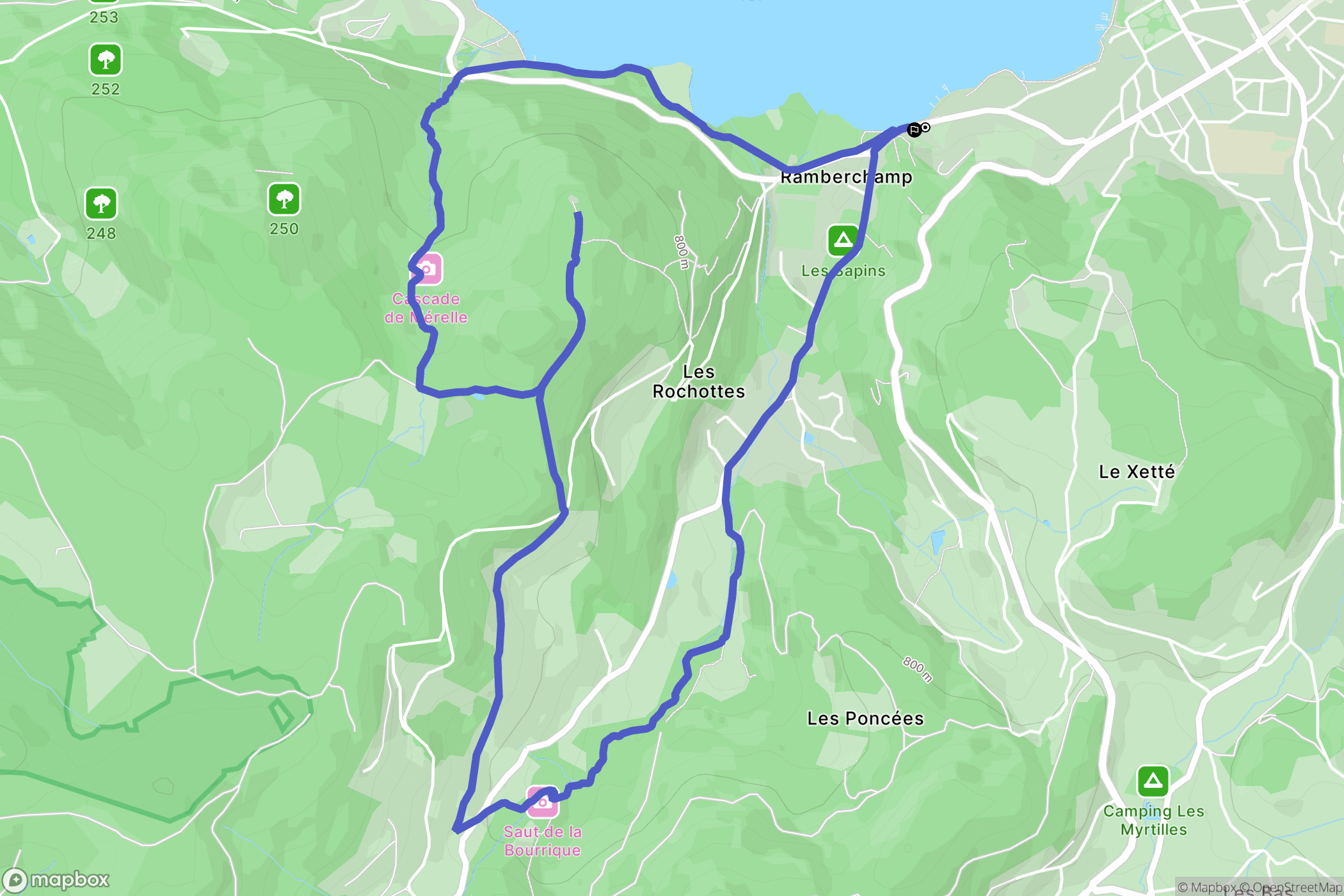 Gérardmer : carte du parcours de randonnée - France