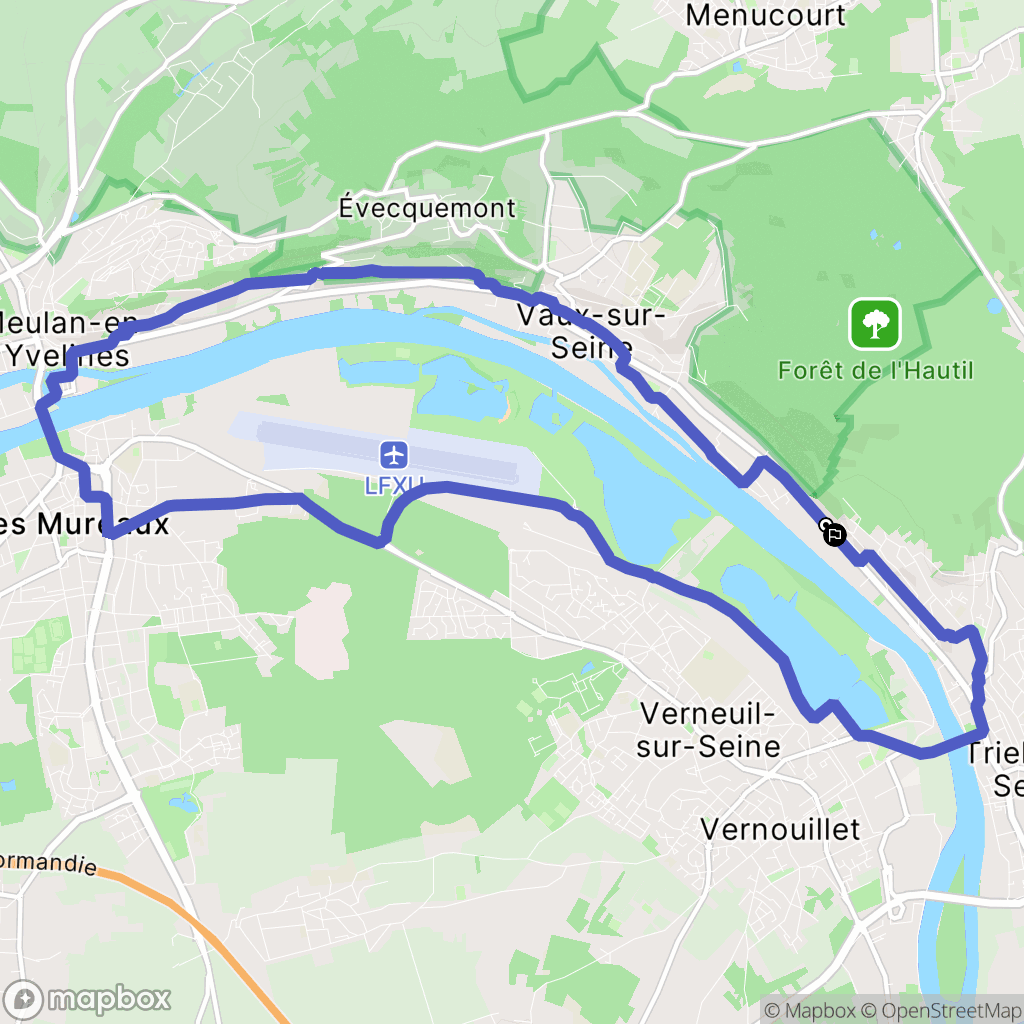 Triel-sur-Seine : carte du parcours de randonnée - France