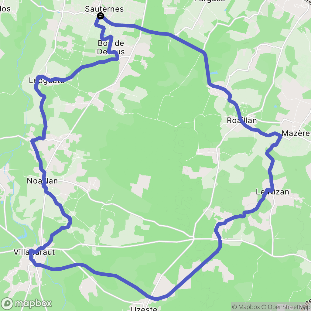 Sauternes : carte du parcours de randonnée - France