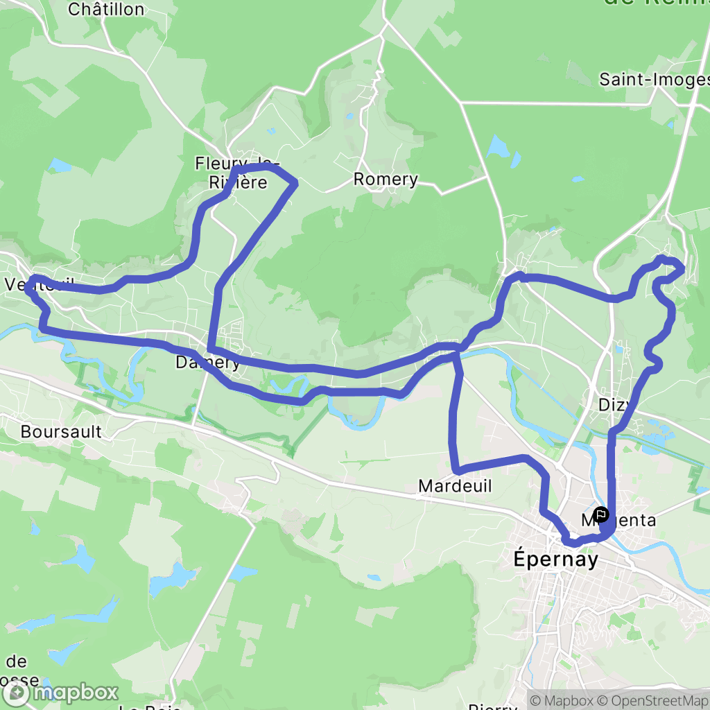Epernay : carte du parcours de randonnée - France