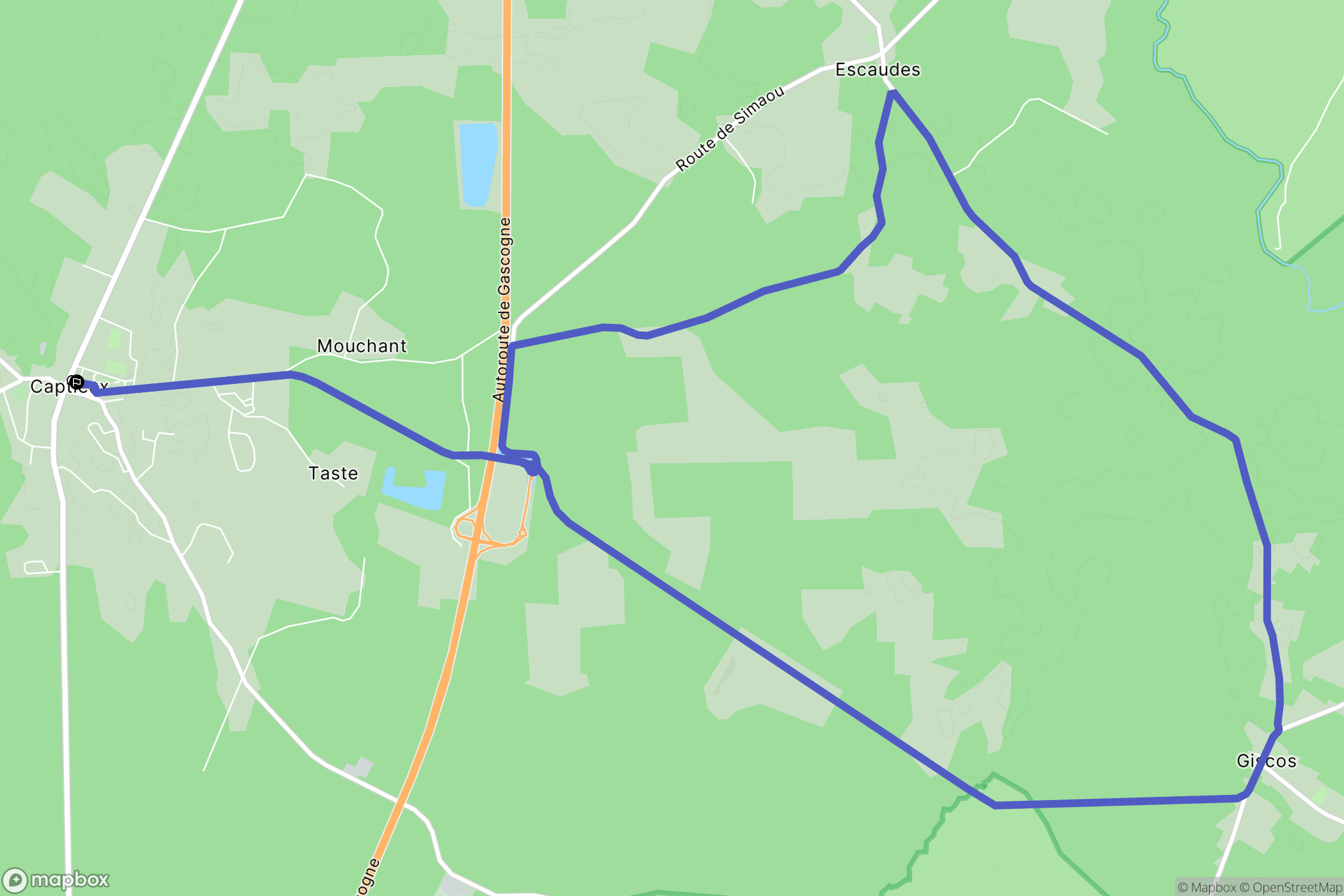 Captieux : carte du parcours de randonnée - France