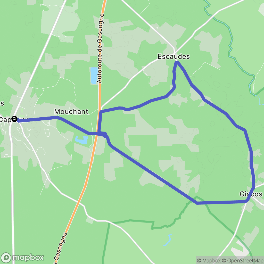 Captieux : carte du parcours de randonnée - France