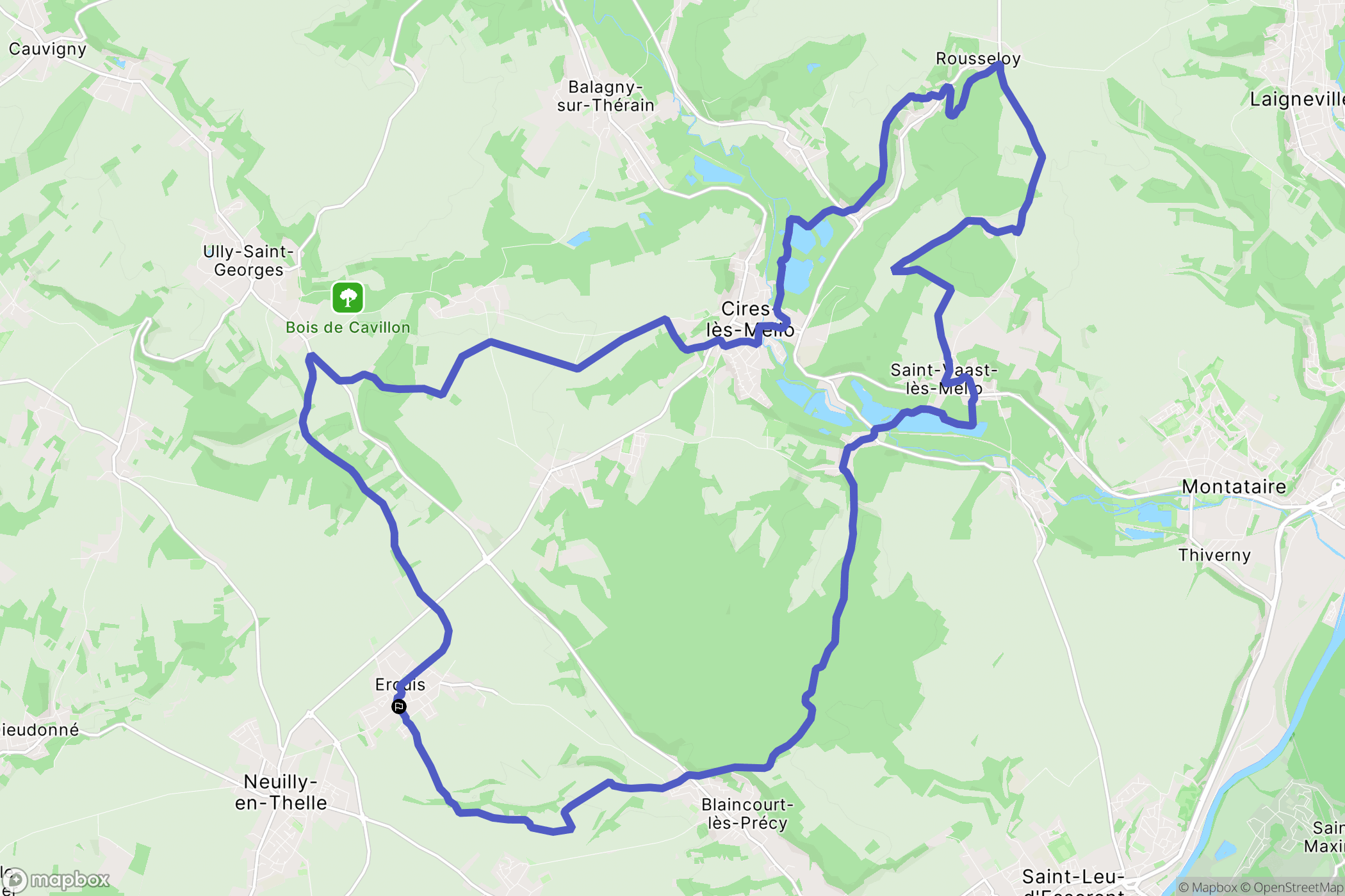 Ercuis : carte du parcours de randonnée - France