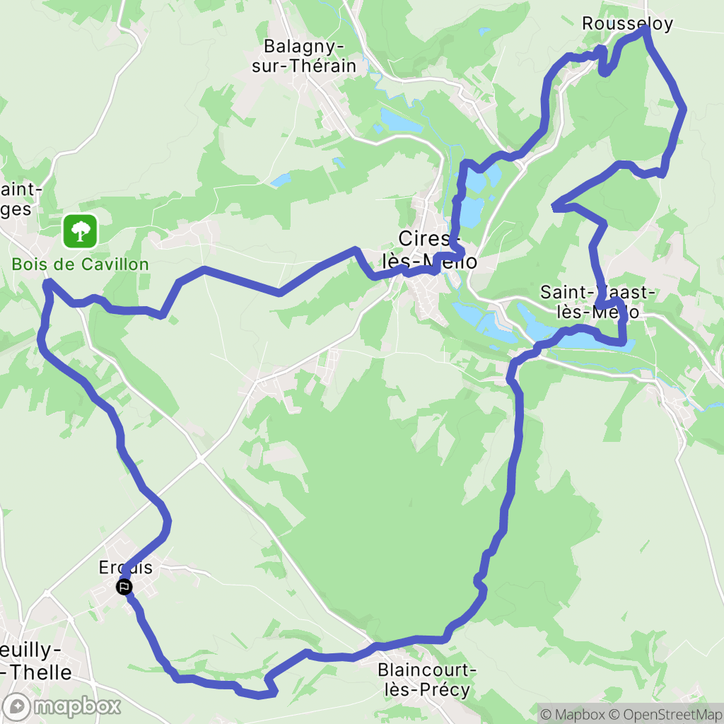 Ercuis : carte du parcours de randonnée - France