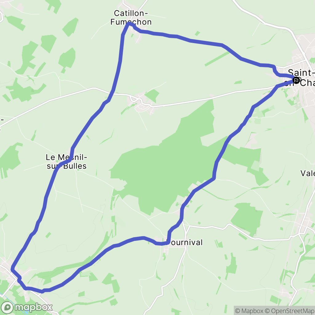 Saint-Just-en-Chaussée : carte du parcours de randonnée - France