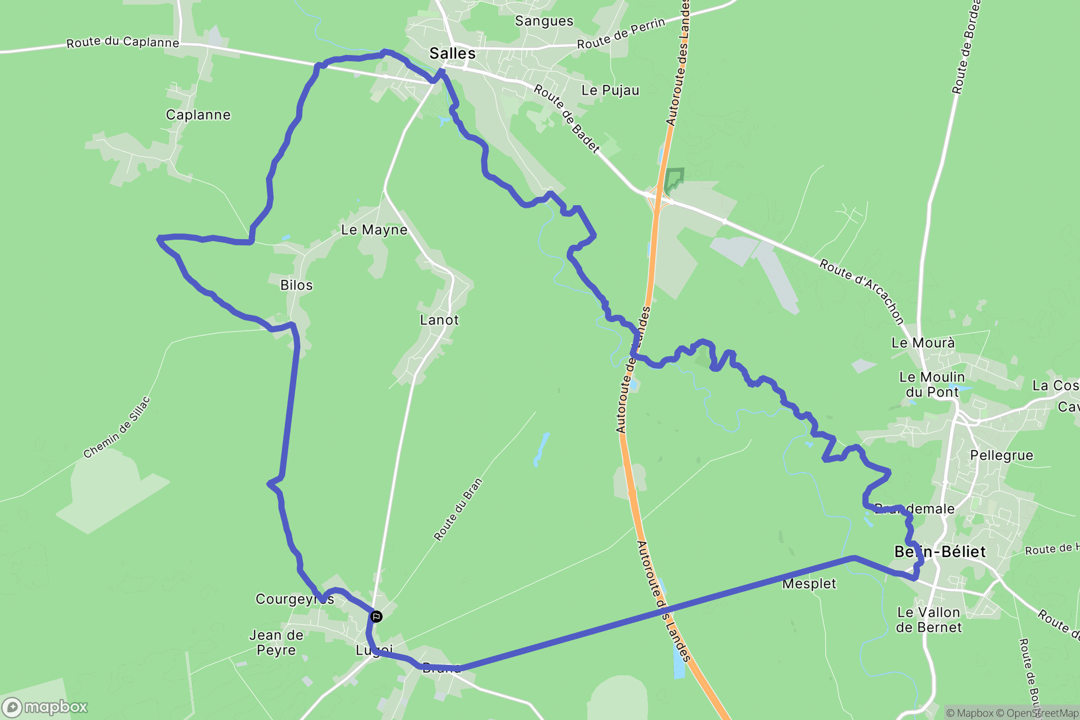 Lugos : carte du parcours de randonnée - France