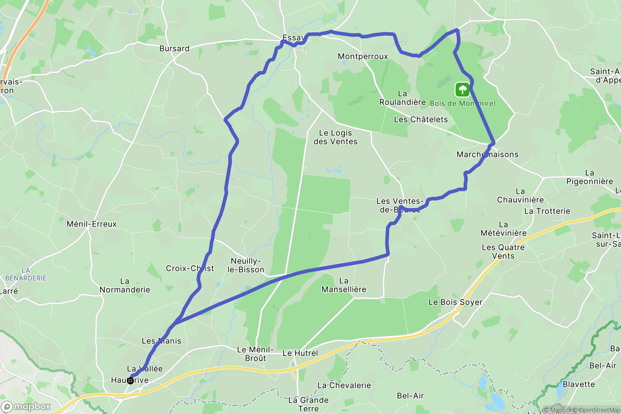 Hauterive : carte du parcours de randonnée - France