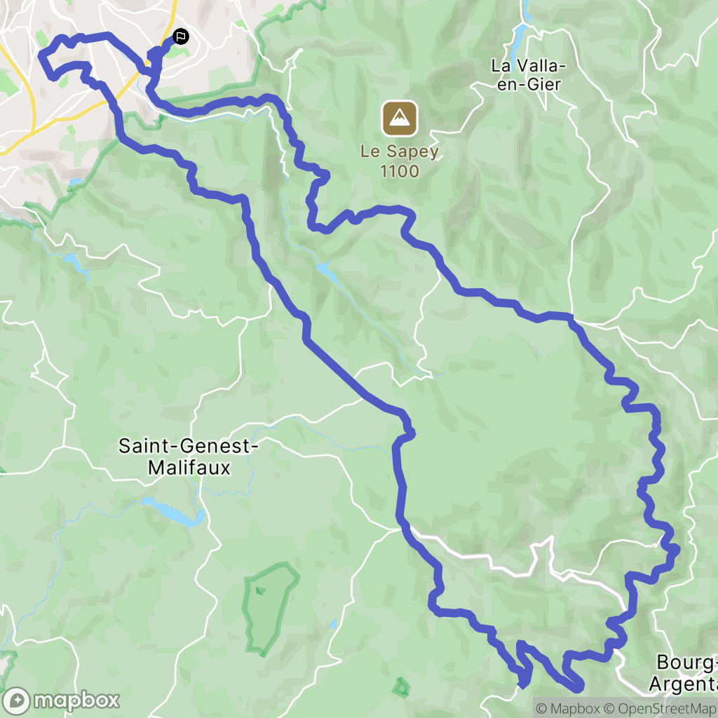 Saint-Étienne : carte du parcours de randonnée - France