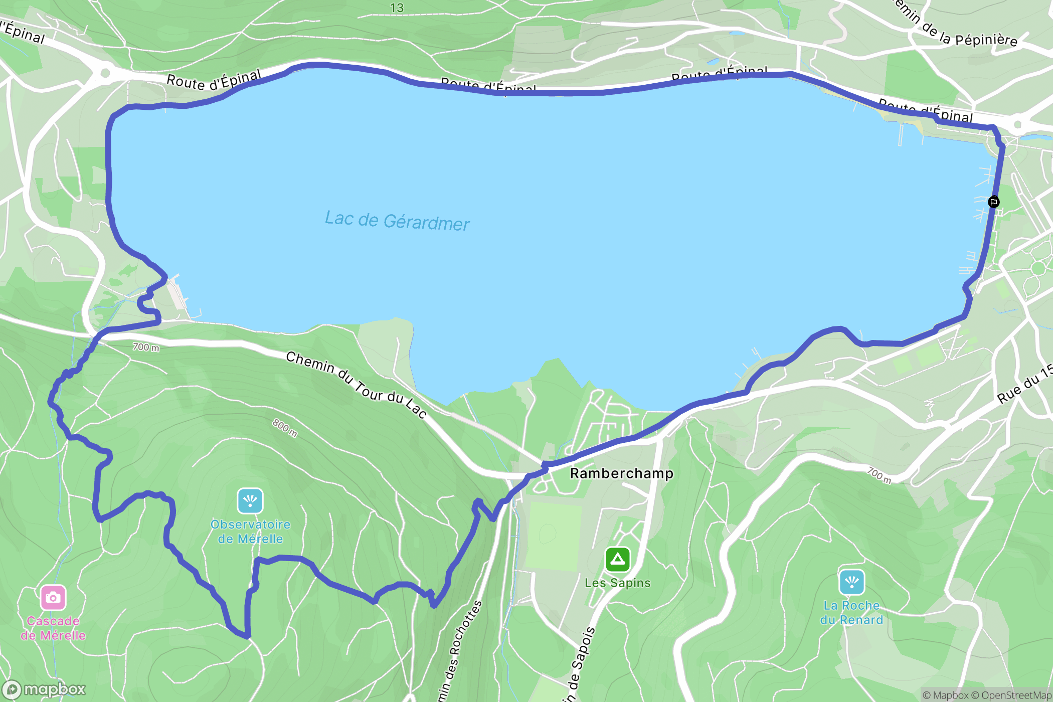 Gérardmer : carte du parcours de randonnée - France