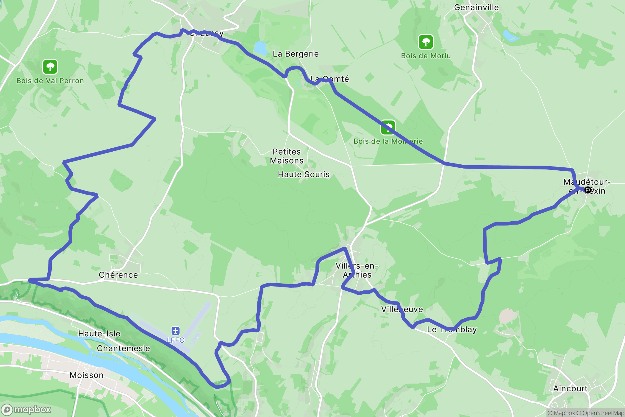 Maudétour-en-Vexin : carte du parcours de randonnée - France