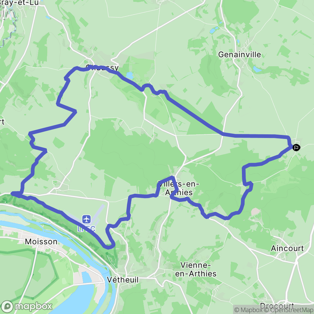 Maudétour-en-Vexin : carte du parcours de randonnée - France