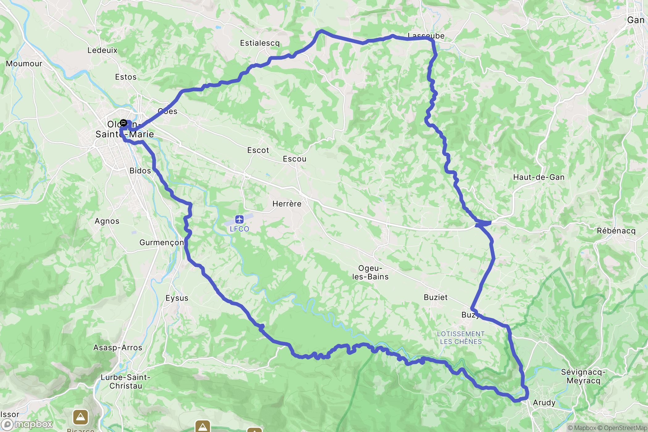 Oloron-Sainte-Marie : carte du parcours de randonnée - France