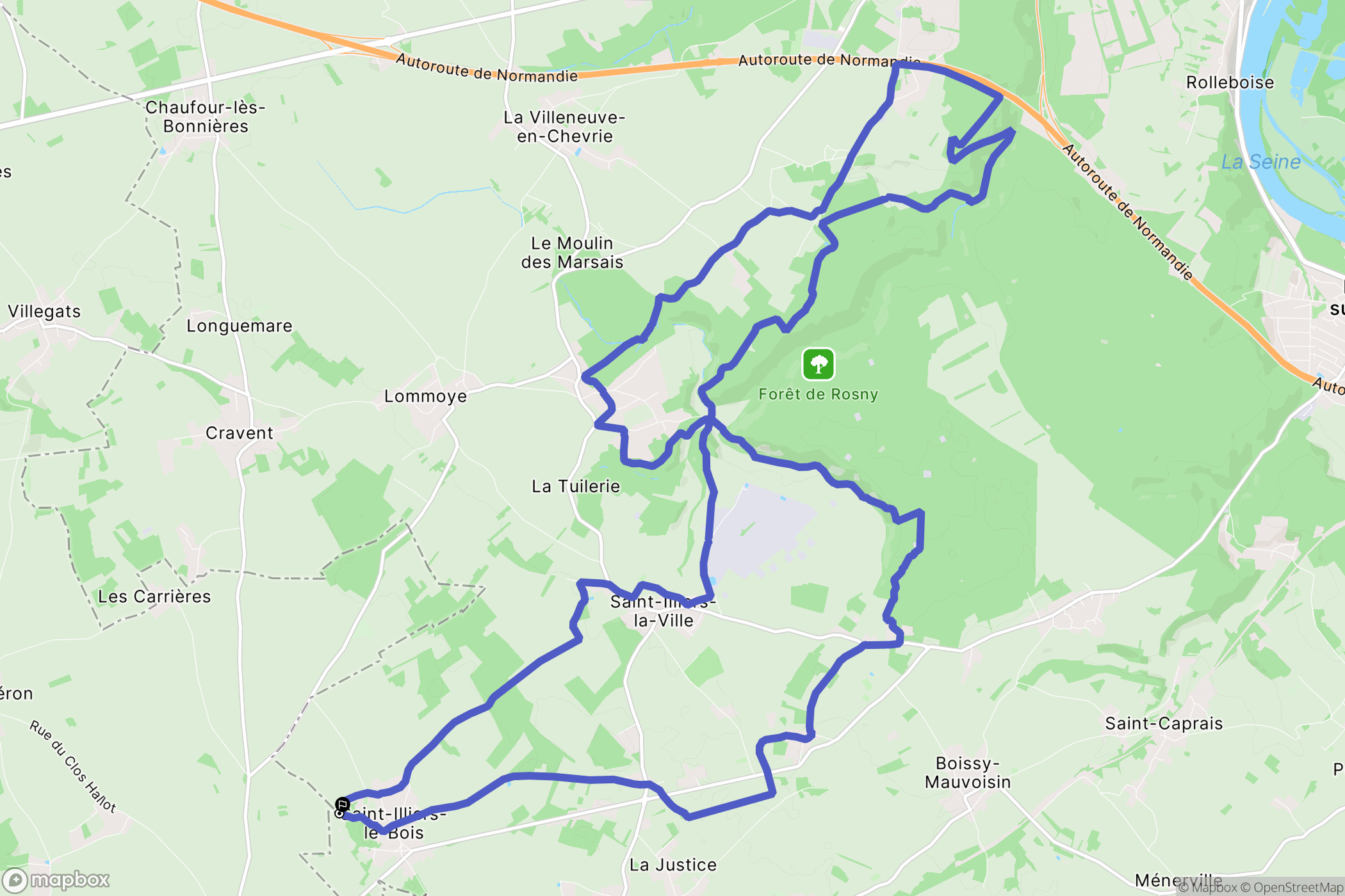 Saint-Illiers-le-Bois : carte du parcours de randonnée - France
