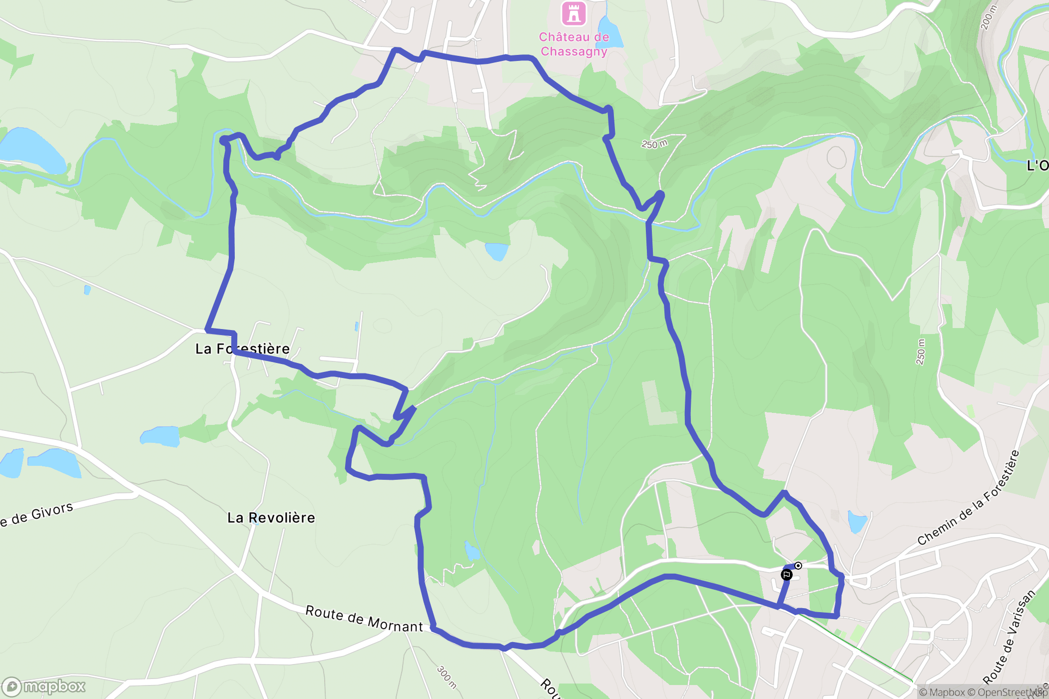 Chassagny : carte du parcours de randonnée - France
