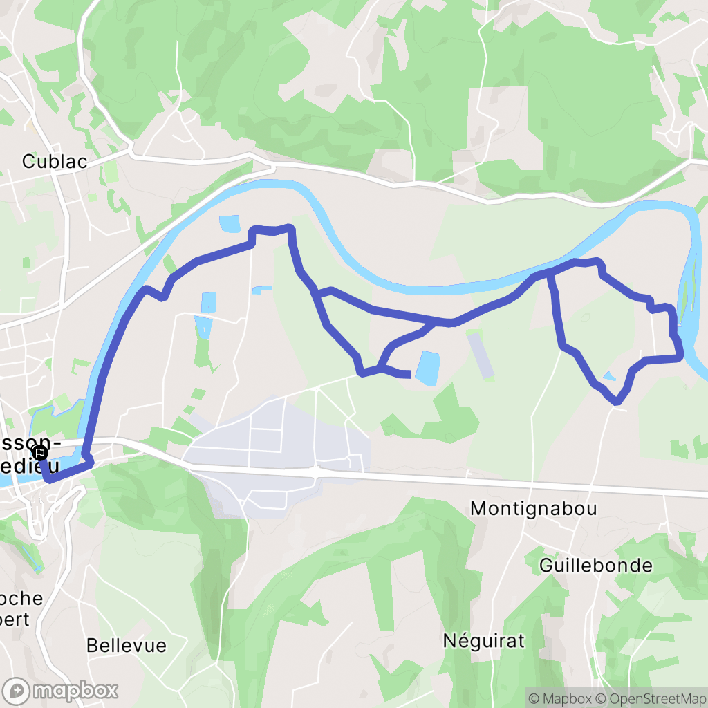 Terrasson-Lavilledieu : carte du parcours de randonnée - France