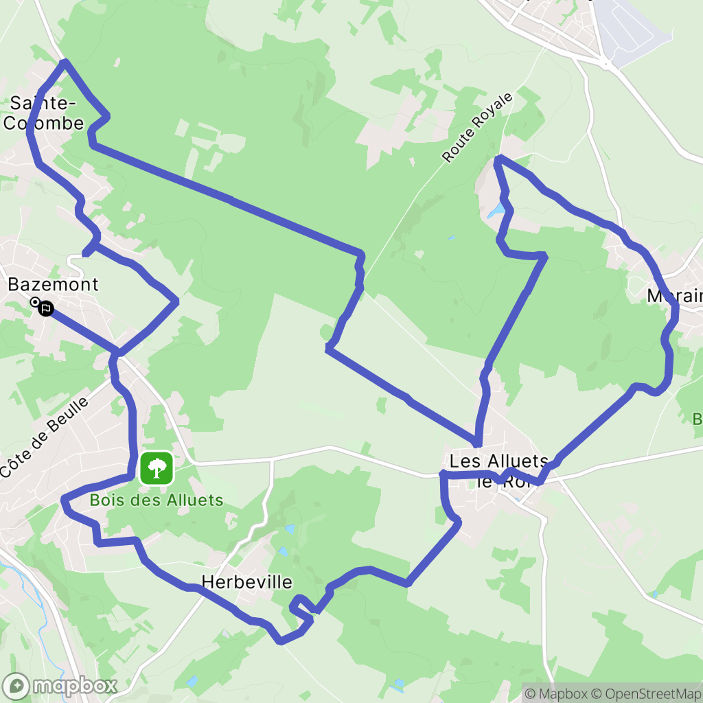 Bazemont : carte du parcours de randonnée - France