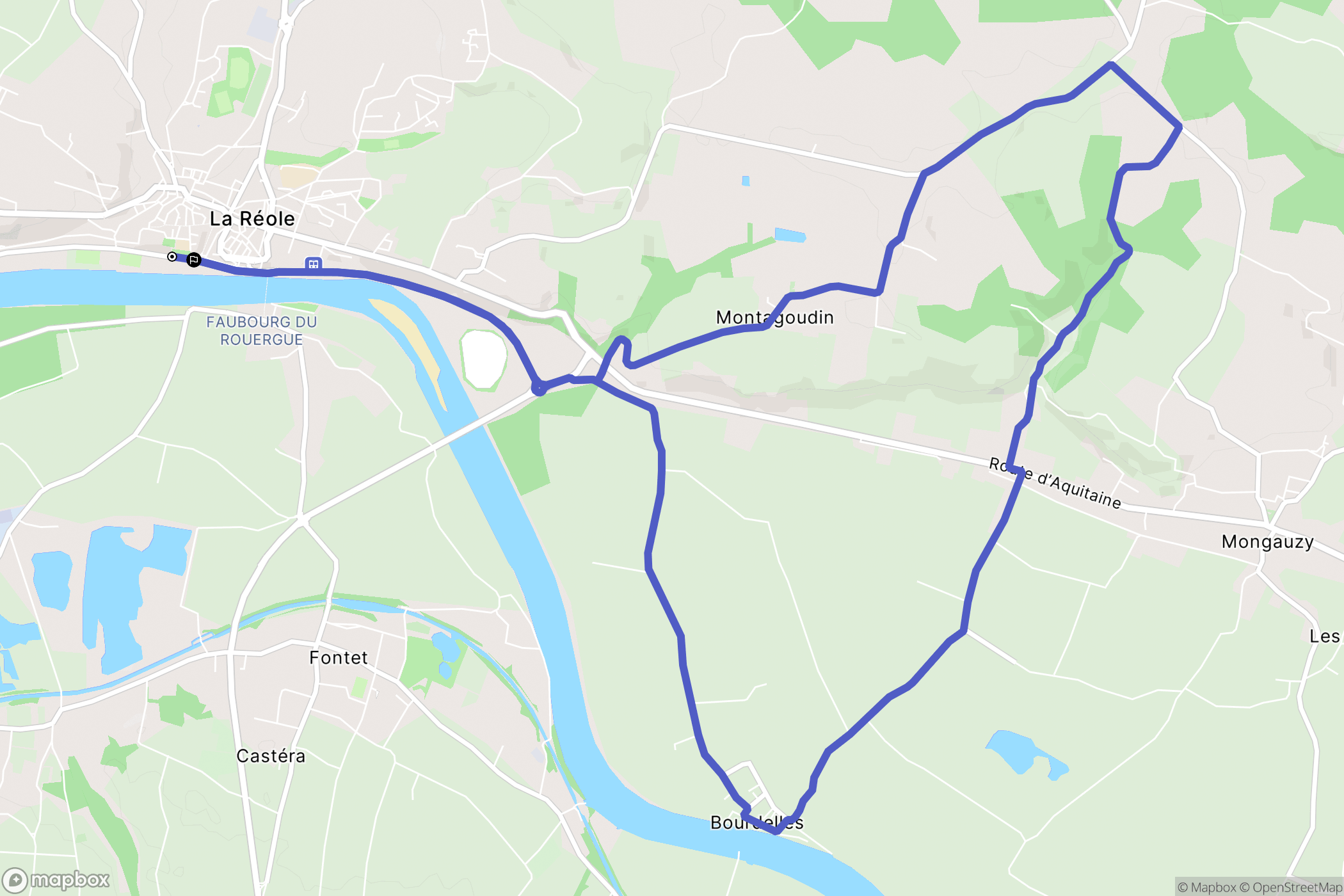 La Réole : carte du parcours de randonnée - France