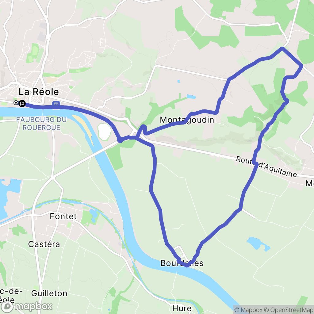 La Réole : carte du parcours de randonnée - France