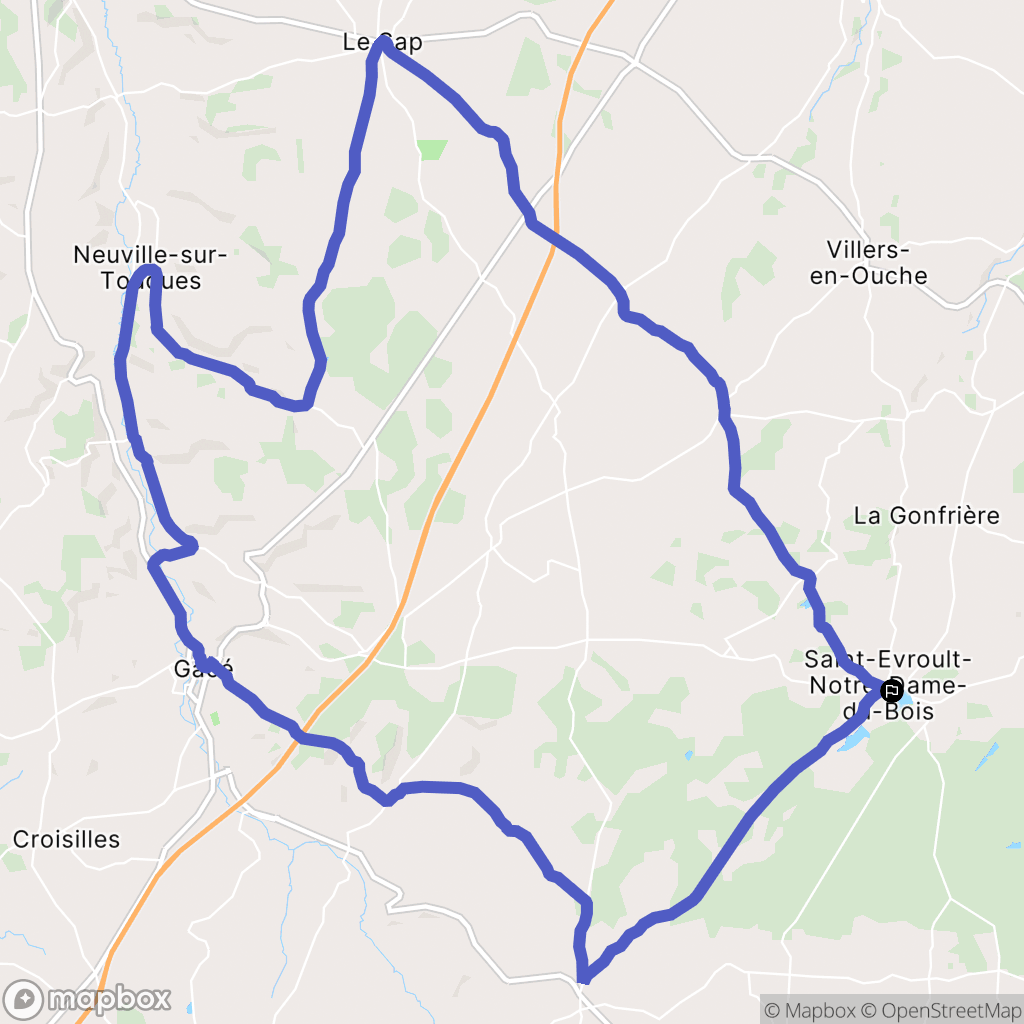 Saint-Evroult-Notre-Dame-du-Bois : carte du parcours de randonnée - France